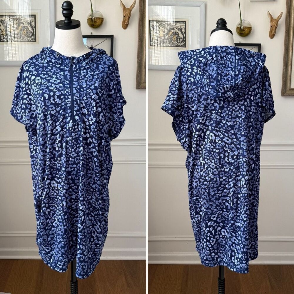 Tommy Bahama Leopard IslandZone Hooded Dress Island Navy XL